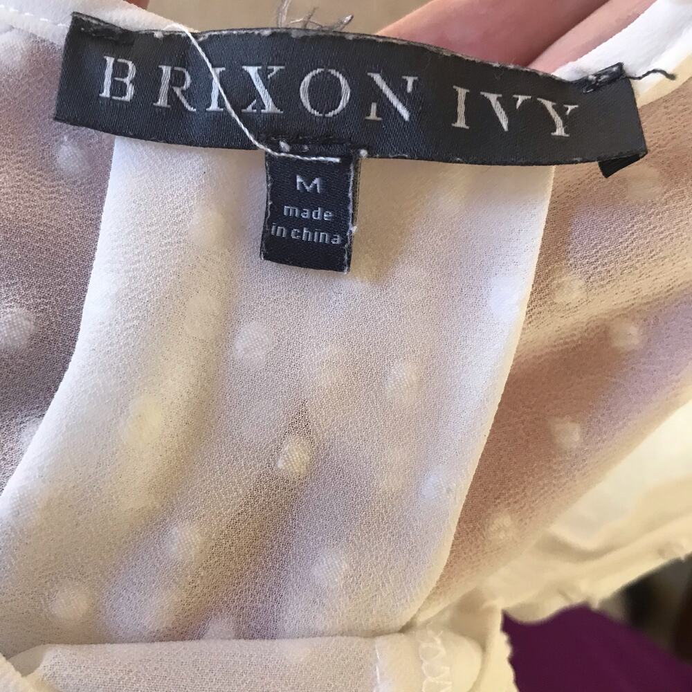 Brixton Ivy Cream Embroidered Blouse Long Sleeve Shirt Women's Size Medium - Picture 8 of 10